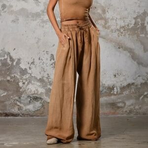 Aakaa Chic Tan Palazzo Pants